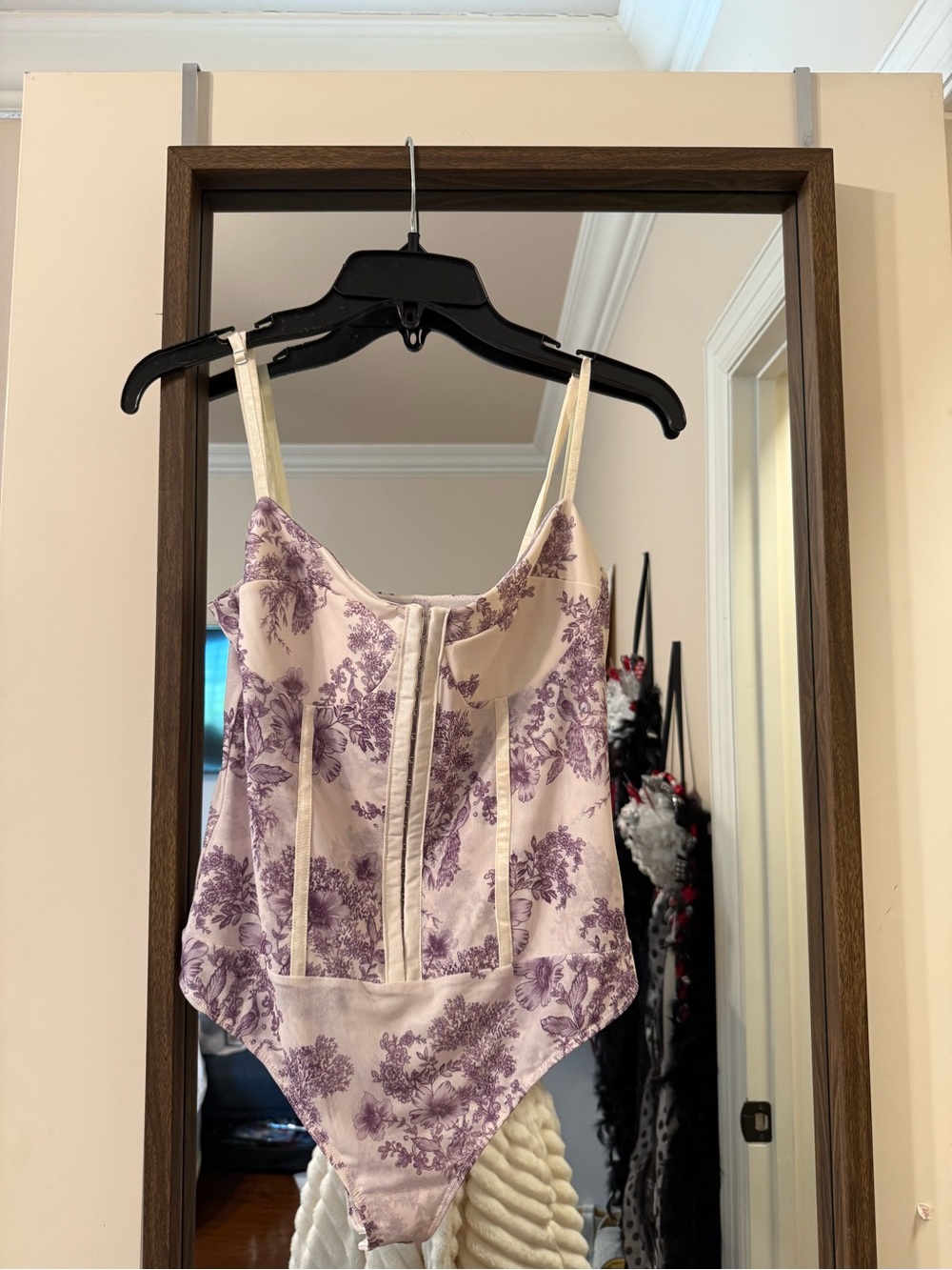 Free People Women's Lavender Floral Bustier Bodysuit - Brand Unspecified